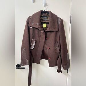 Mackage Dark Brown Utility Jacket with Leather Details